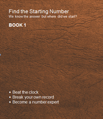 Find the starting number Book 1